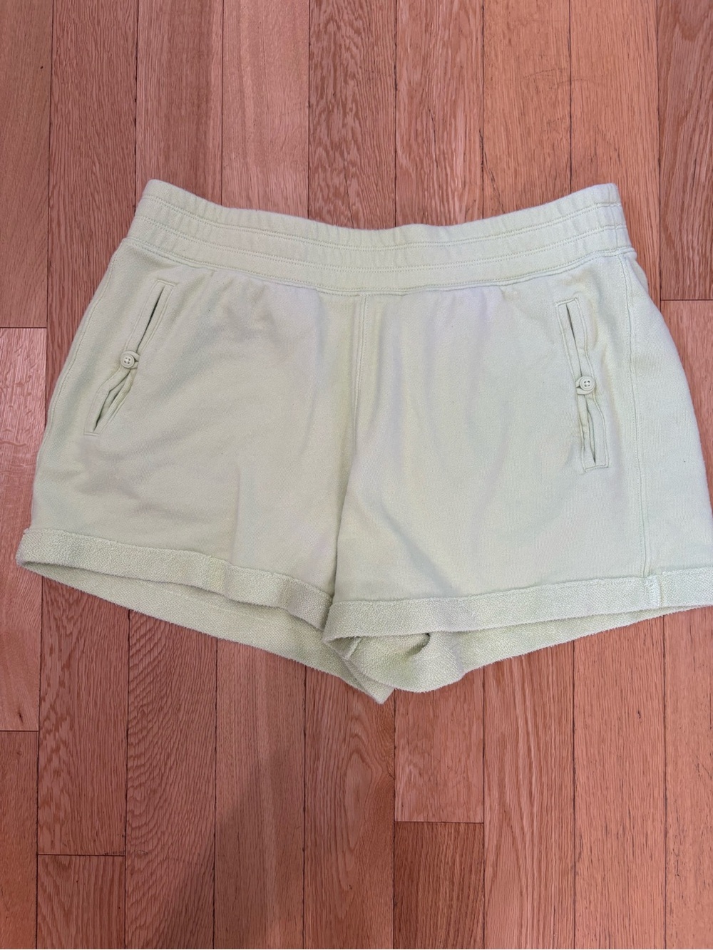 Aerie Poolside Terry Shorts Lime Green L 100% Cotton High Waisted Beach Lounge - Picture 2 of 11